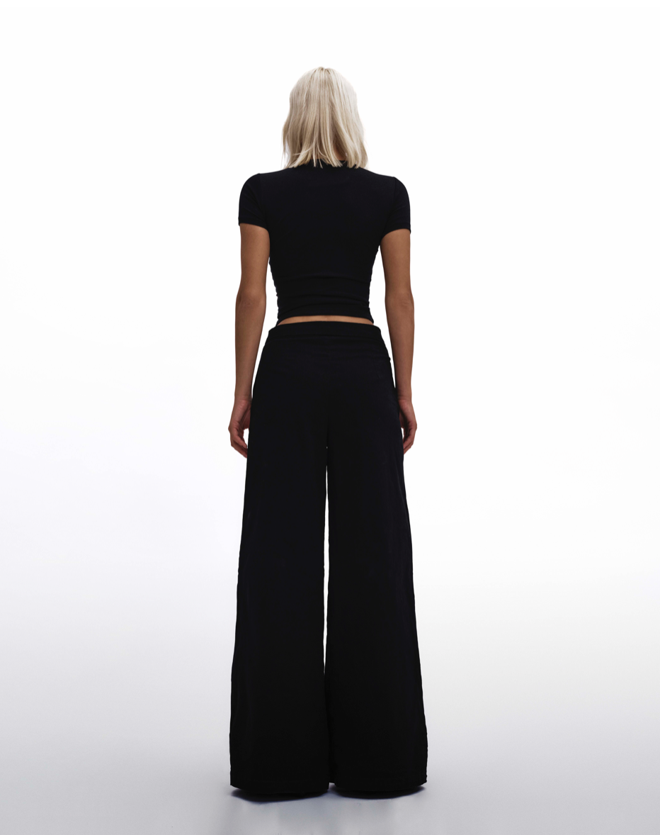 KHAKI WIDE LEG PANTS - BLACK by Huelleyrose