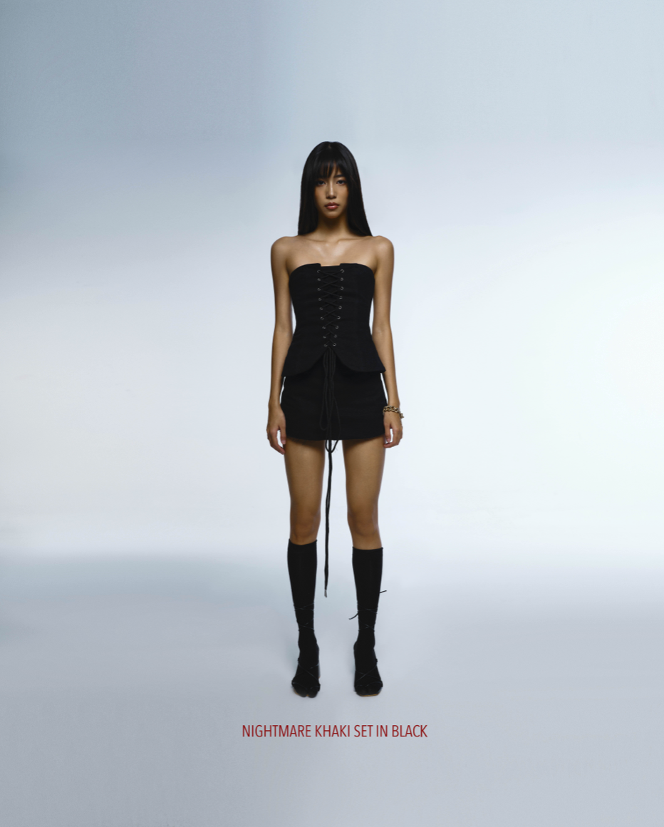 NIGHTMARE KHAKI SET - BLACK by Huelleyrose