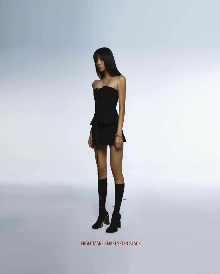 NIGHTMARE KHAKI SET - BLACK by Huelleyrose