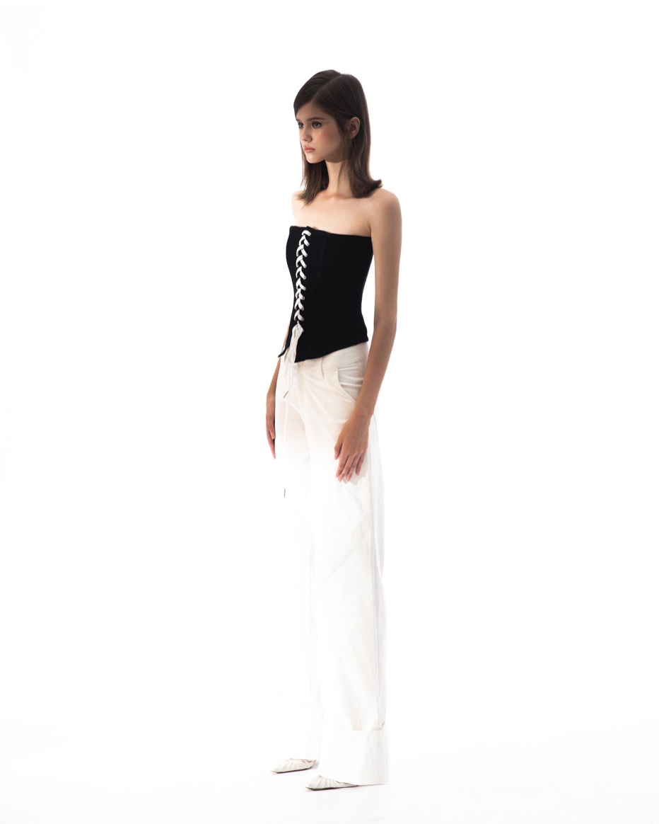 FOLD HIGHWAIST PANTS - WHITE by Huelleyrose