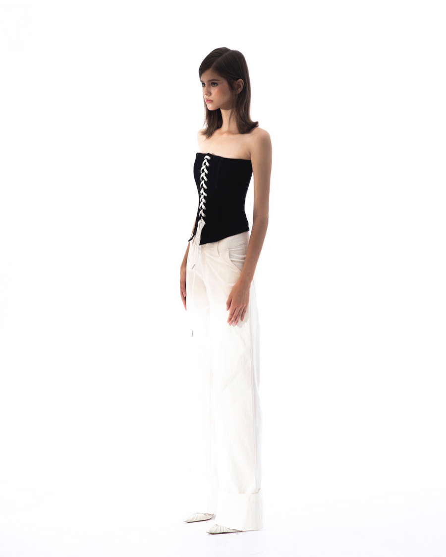 FOLD HIGHWAIST PANTS - WHITE