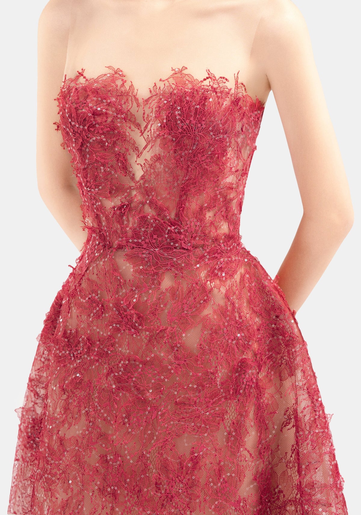 Red Beaded Lace Dress by Montsand