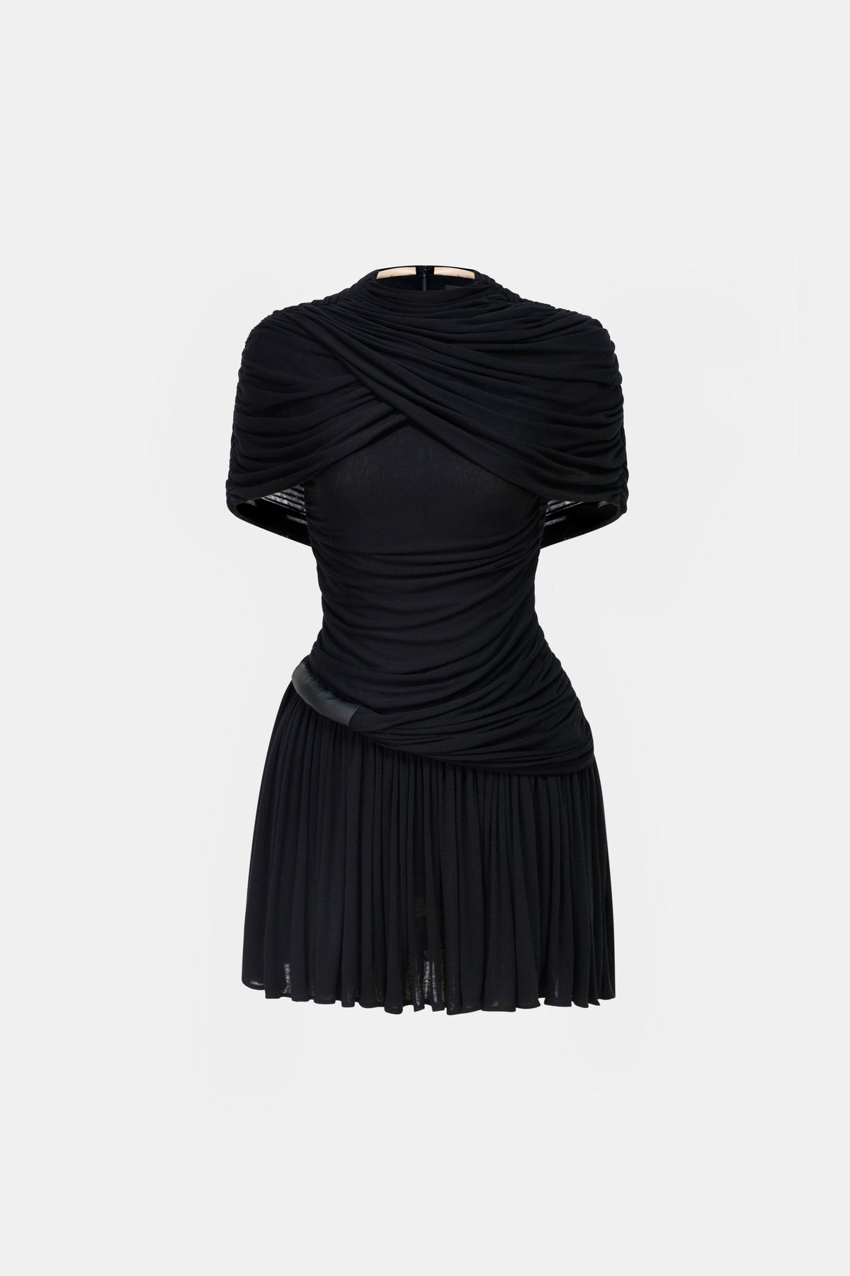 Black Draped Cape Mini Dress by Montsand