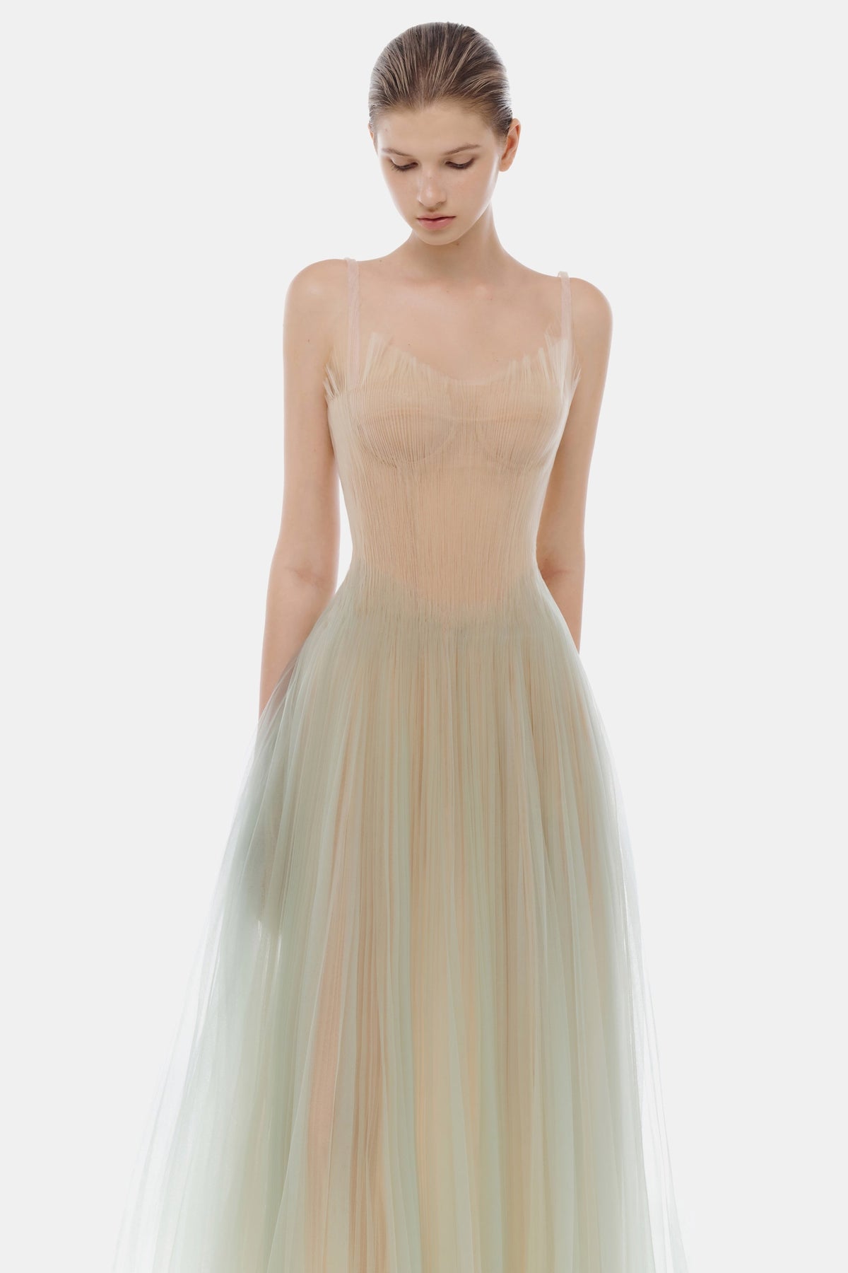 Mint Corset Tulle Midi Dress by Montsand