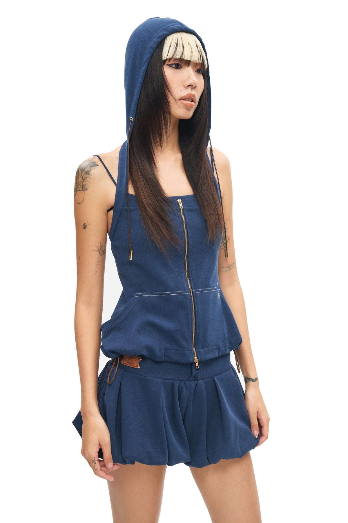 “Puff”Hoodie Top Denim by Sultry Virgin