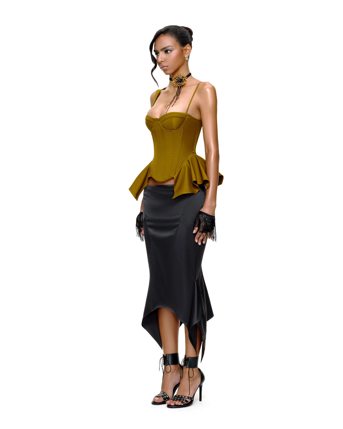 SADE MIDI SKIRT (BLACK) by BUPBES