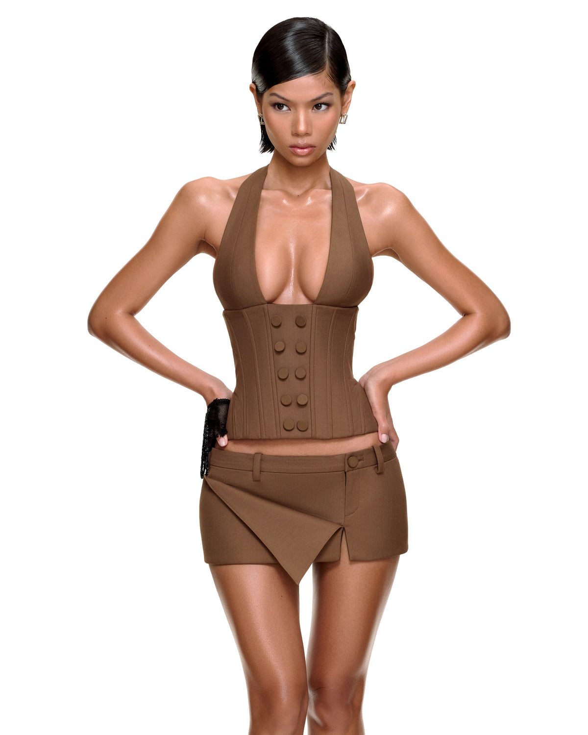 HEIDI MINI SKIRT (BROWN) by BUPBES
