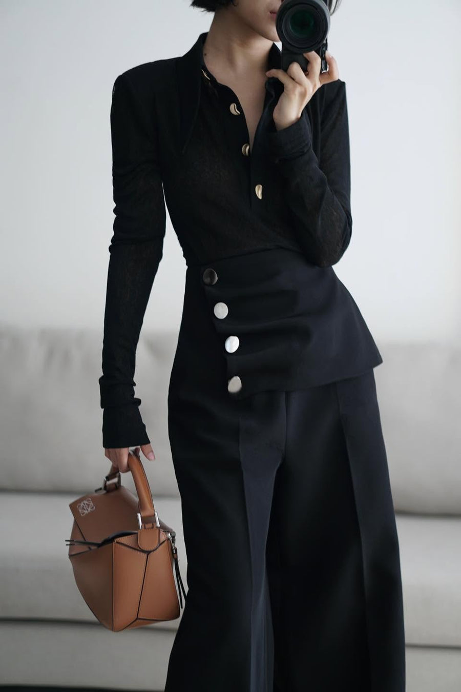 High Rise Buttoned Pants