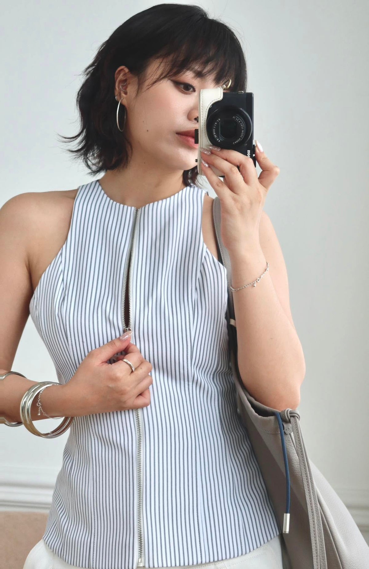 White Zipped Top by Keira Tong