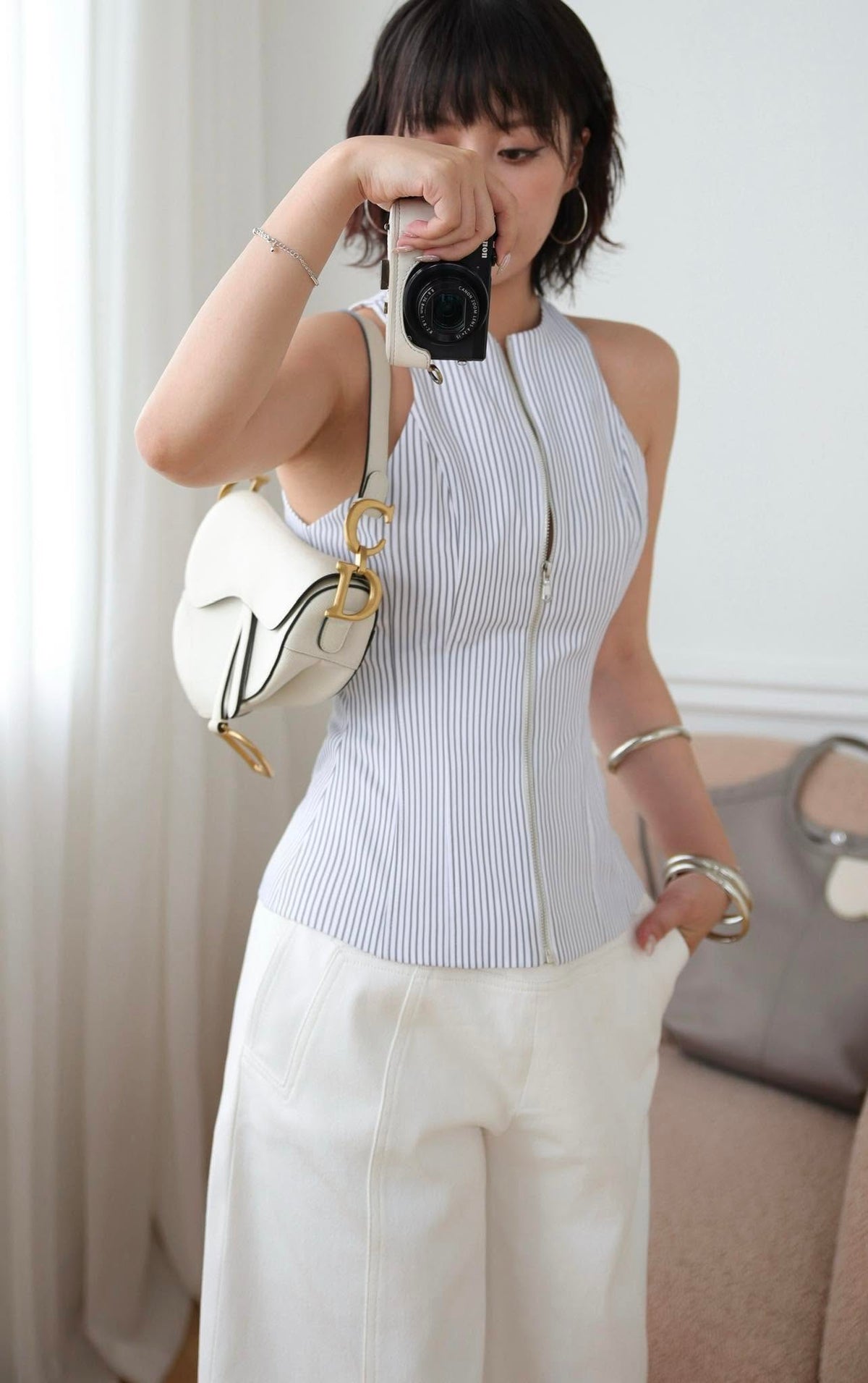 White Zipped Top by Keira Tong
