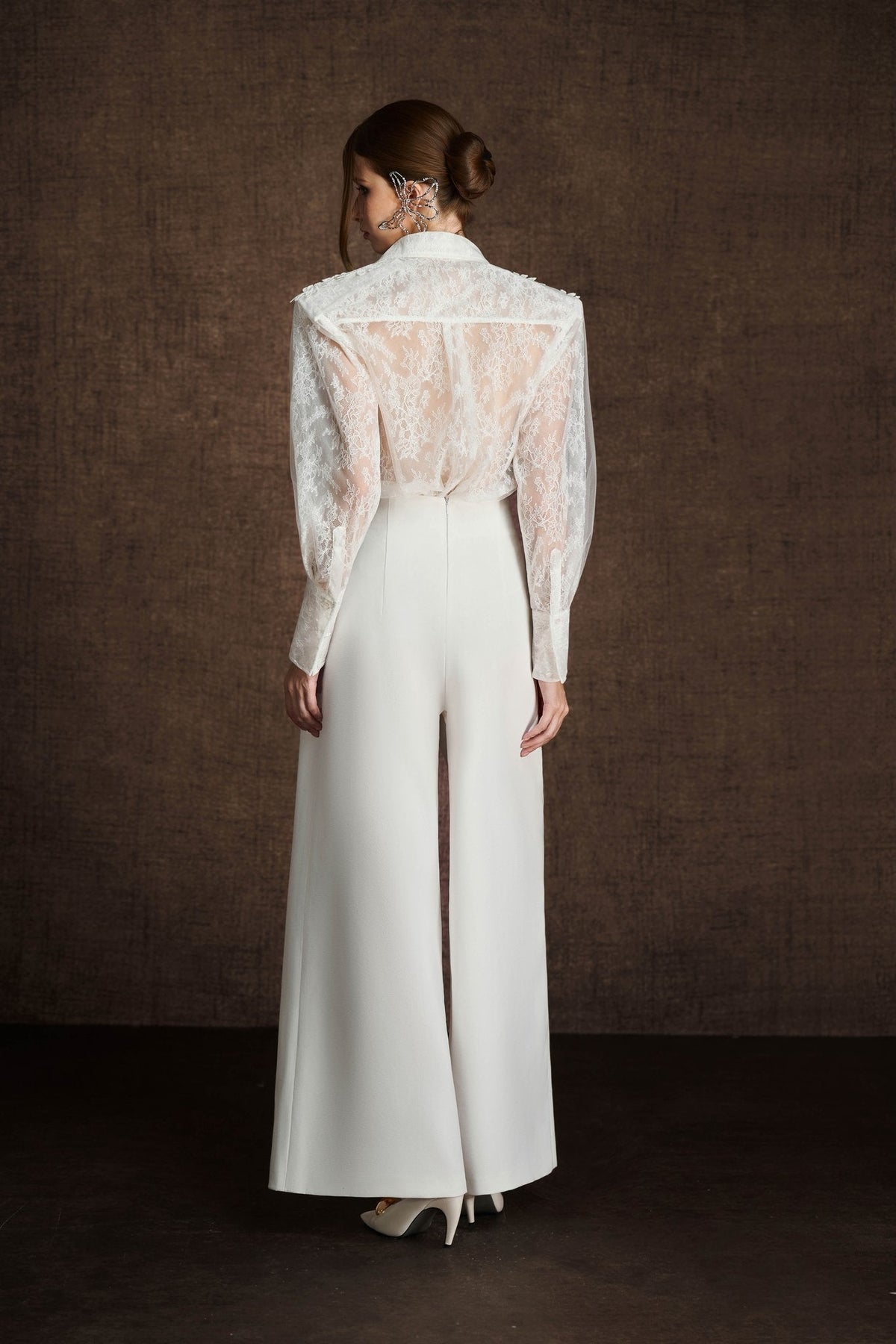 White Embroidered Vine Shirt by Keira Tong