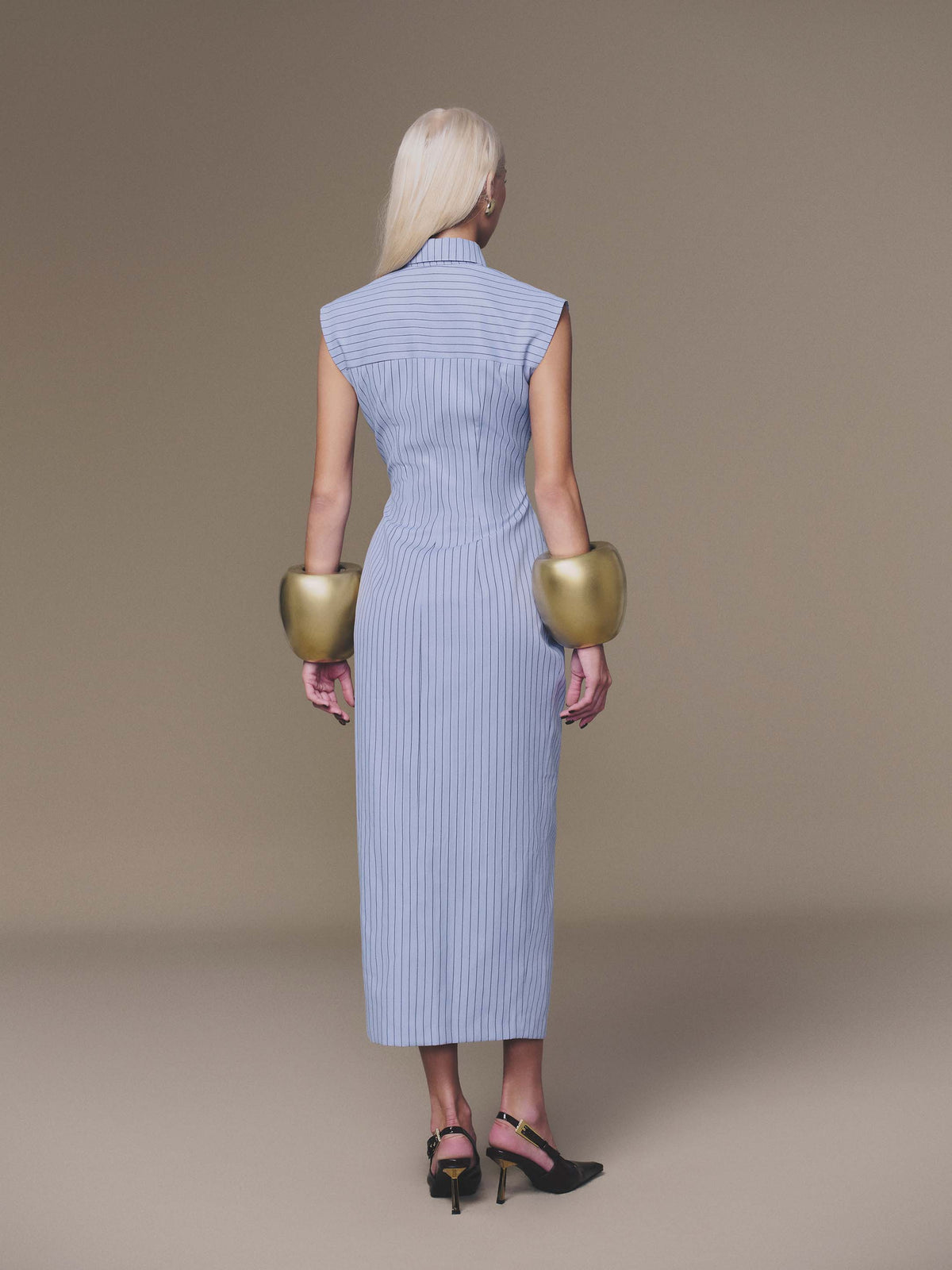 Blue Stripped Shirt Dress by Keira Tong