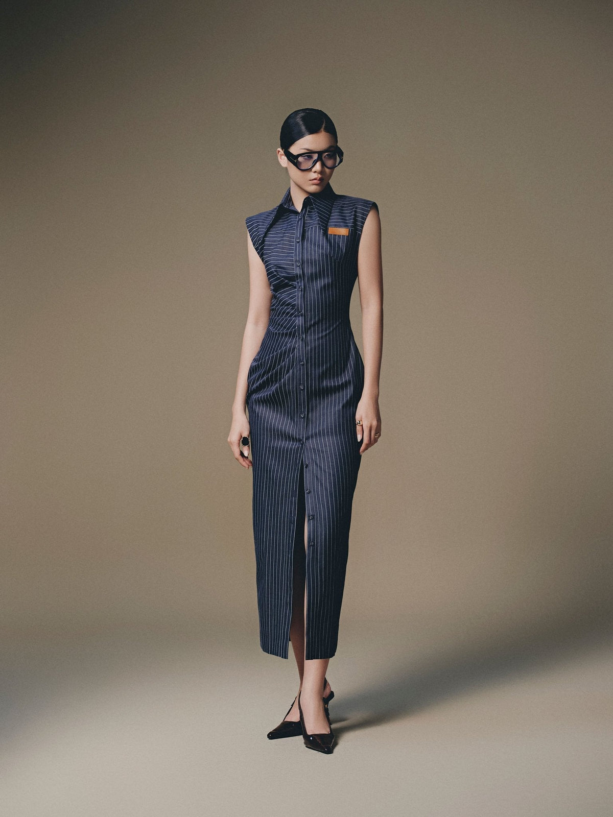 Blue Stripped Shirt Dress by Keira Tong