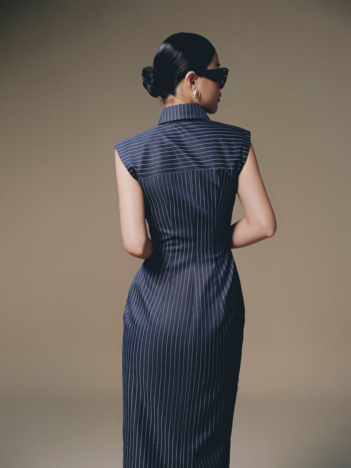 Blue Stripped Shirt Dress by Keira Tong