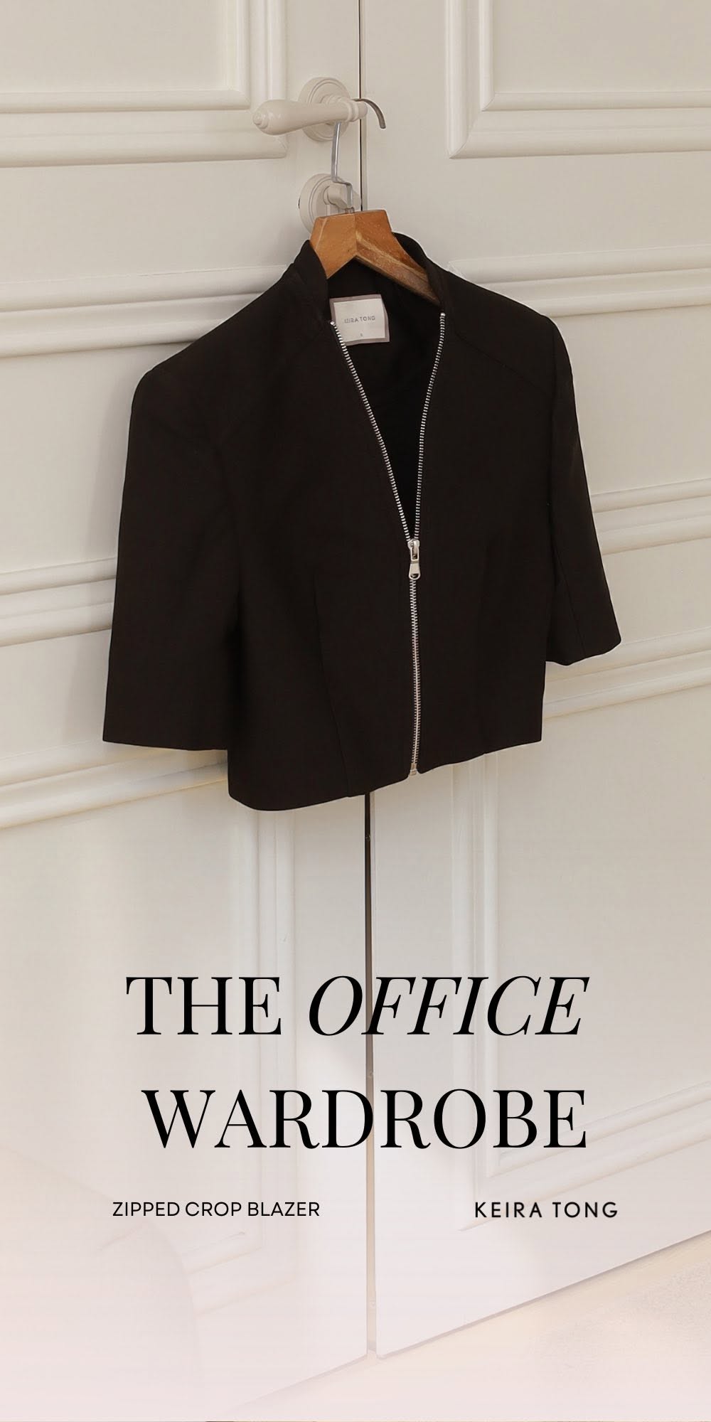 Black Zipped Crop Blazer by Keira Tong
