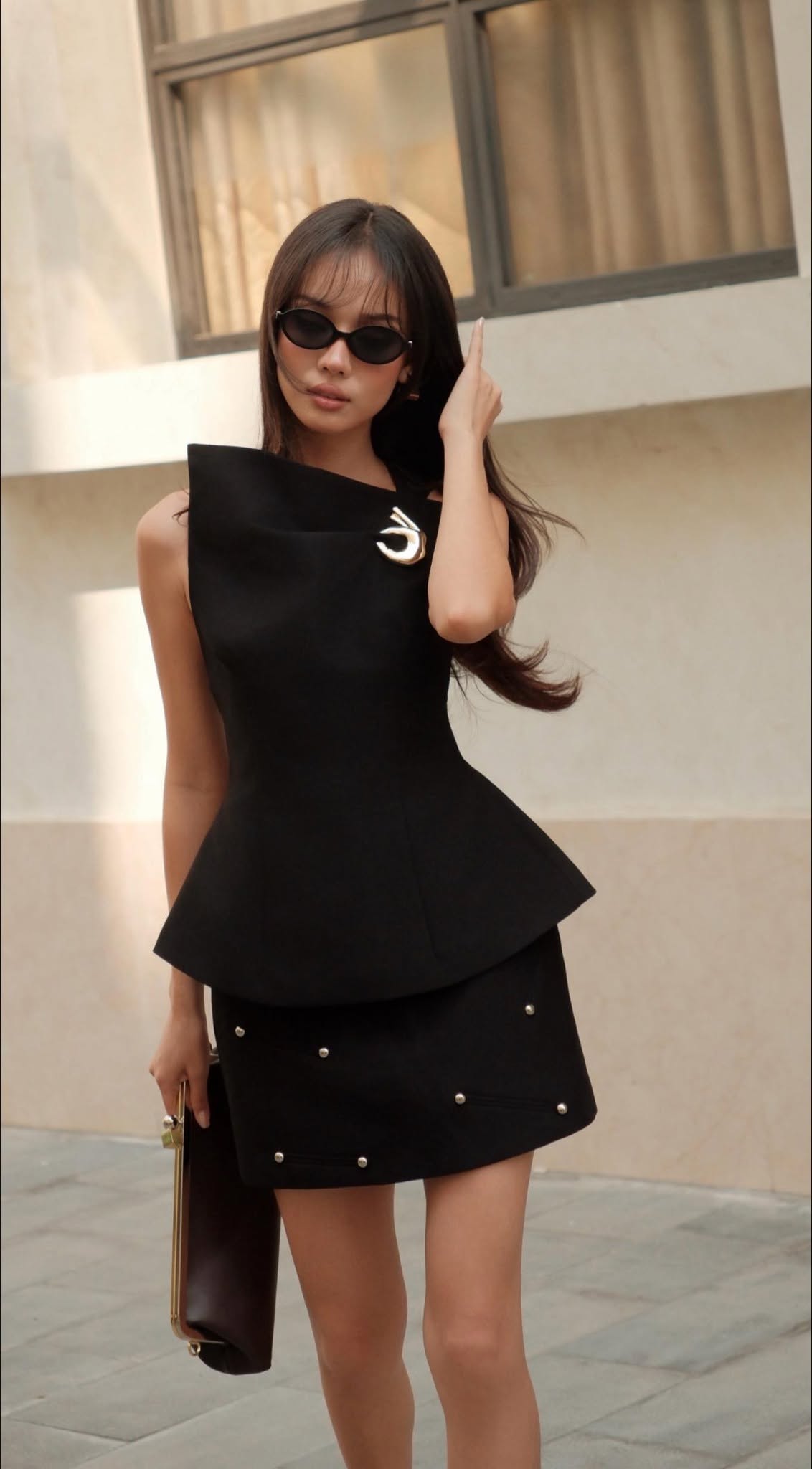 Brooch Peplum Top by Keira Tong