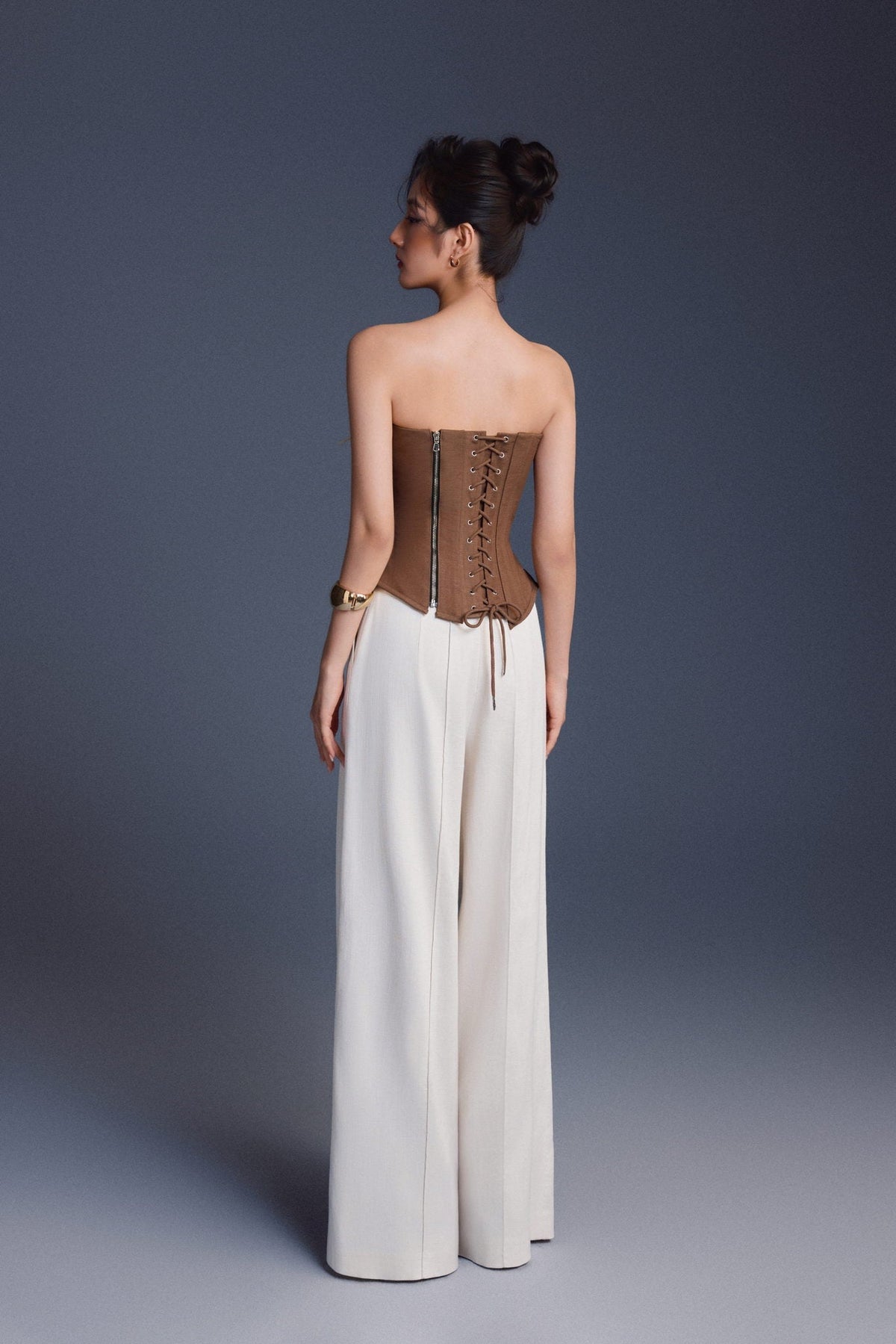 Brown Bouquet Corset Top by Keira Tong
