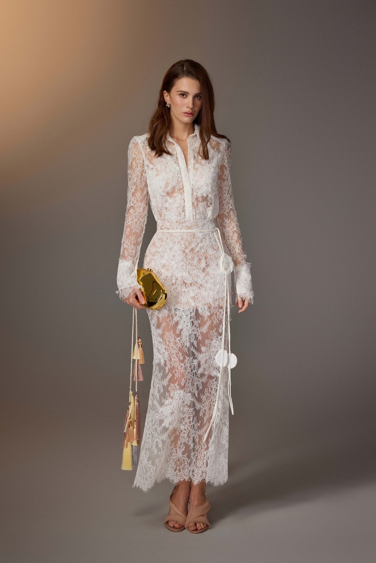 White Petal Sheer Shirt by Keira Tong