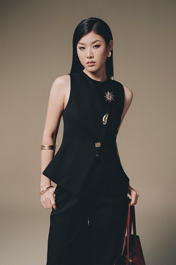 Black Button-up Vest by Keira Tong