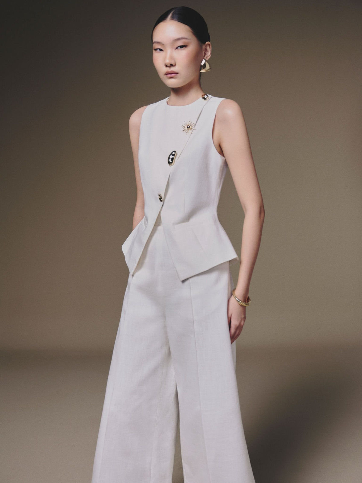White Button-up Vest by Keira Tong