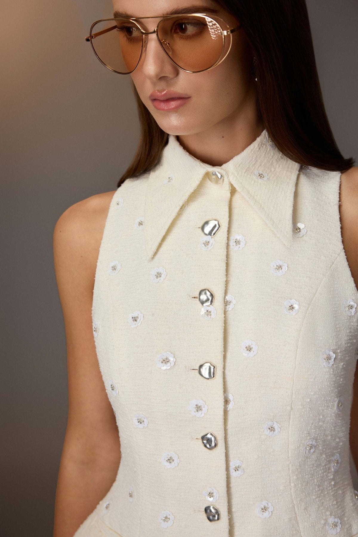 White Kodemari Waistcoat by Keira Tong
