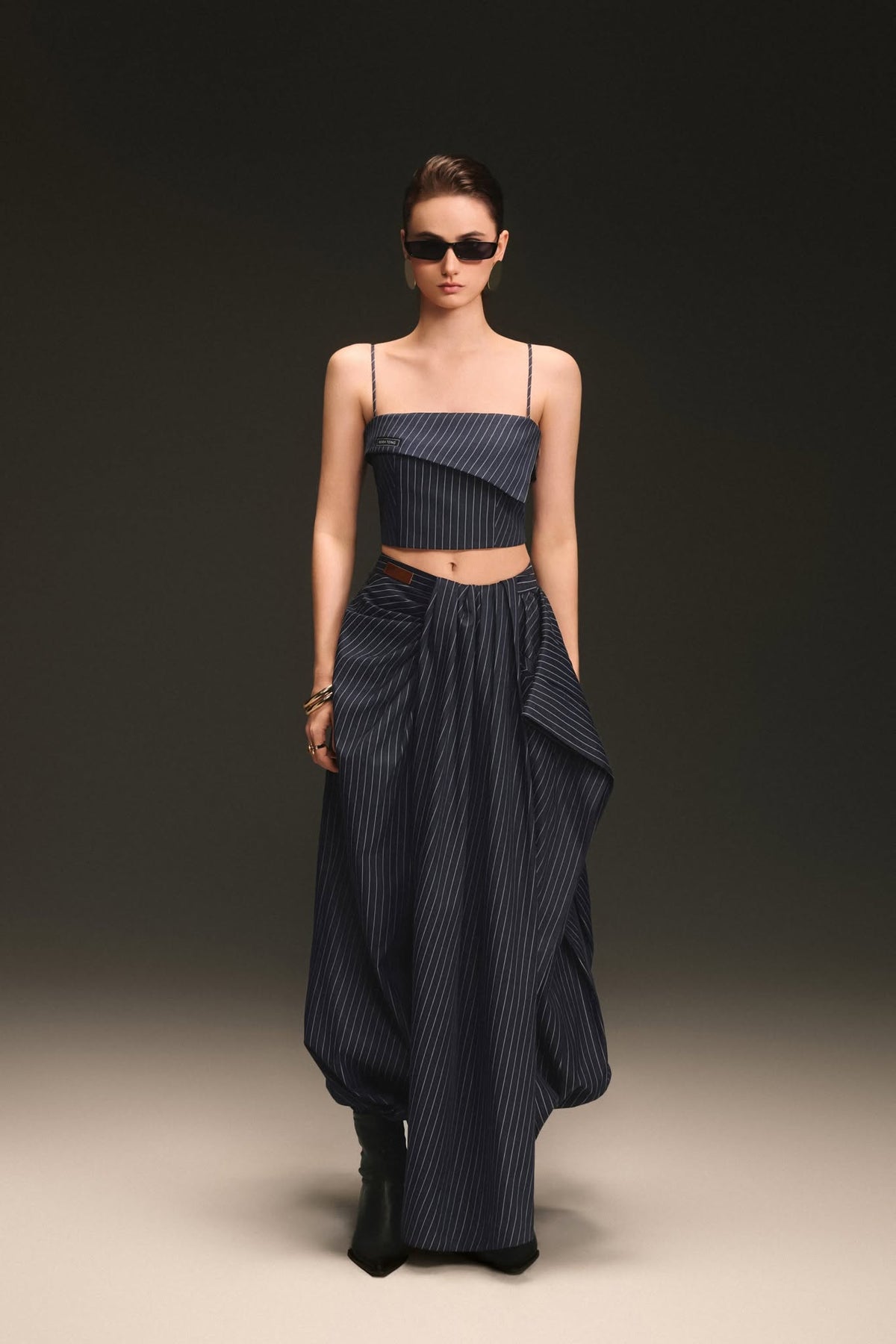 Blue Panel Stripe Top by Keira Tong