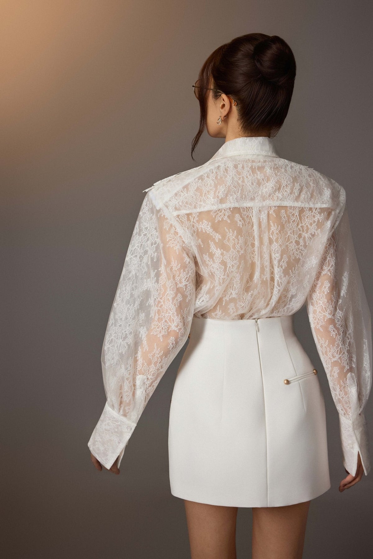 White Studded Mini Skirt by Keira Tong