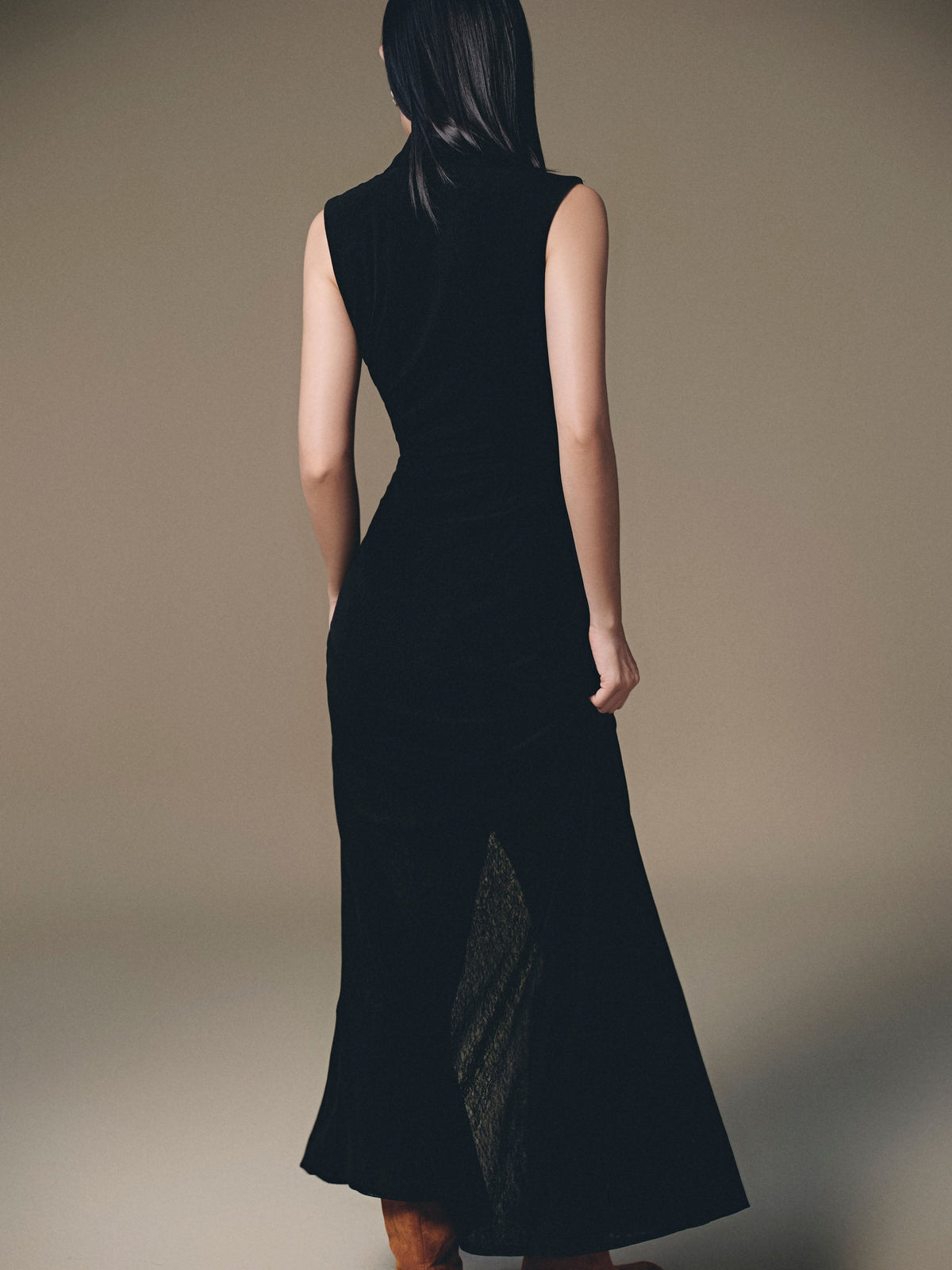 Black Pocket Sheer Dress by Keira Tong