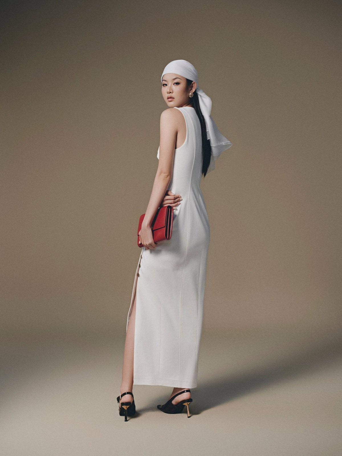White Cross Buttoned Dress by Keira Tong