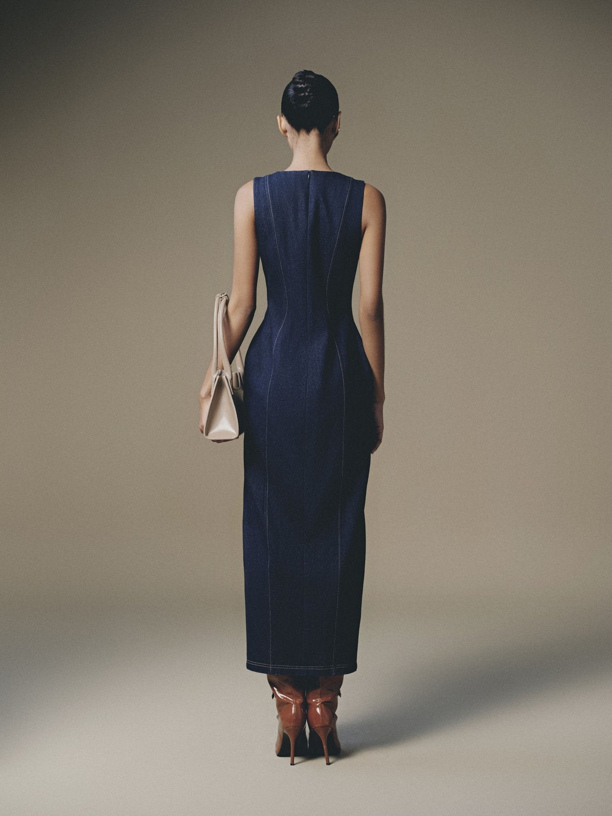 Blue Cross Buttoned Dress by Keira Tong