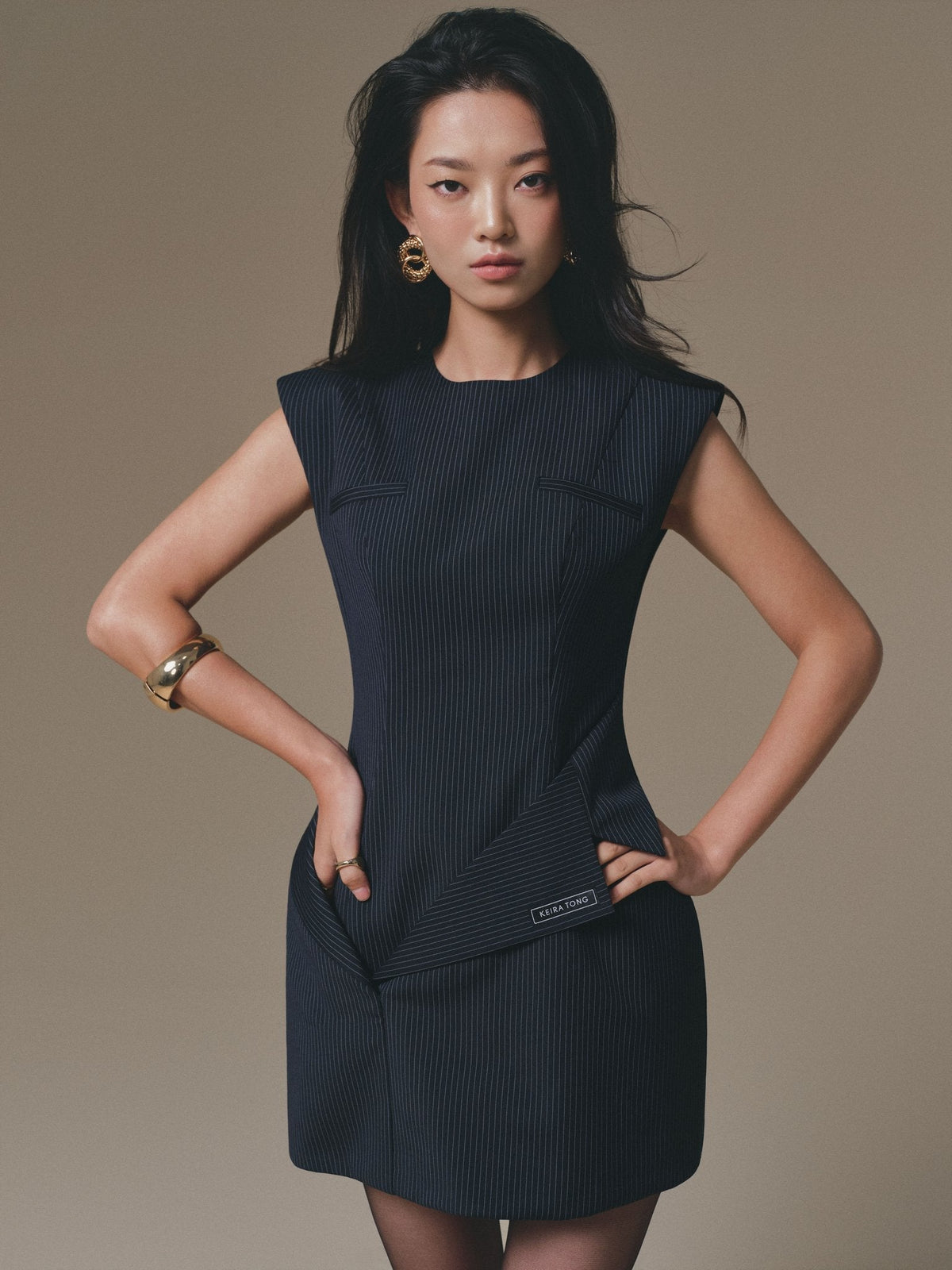 Blue Collar Stripped Dress by Keira Tong