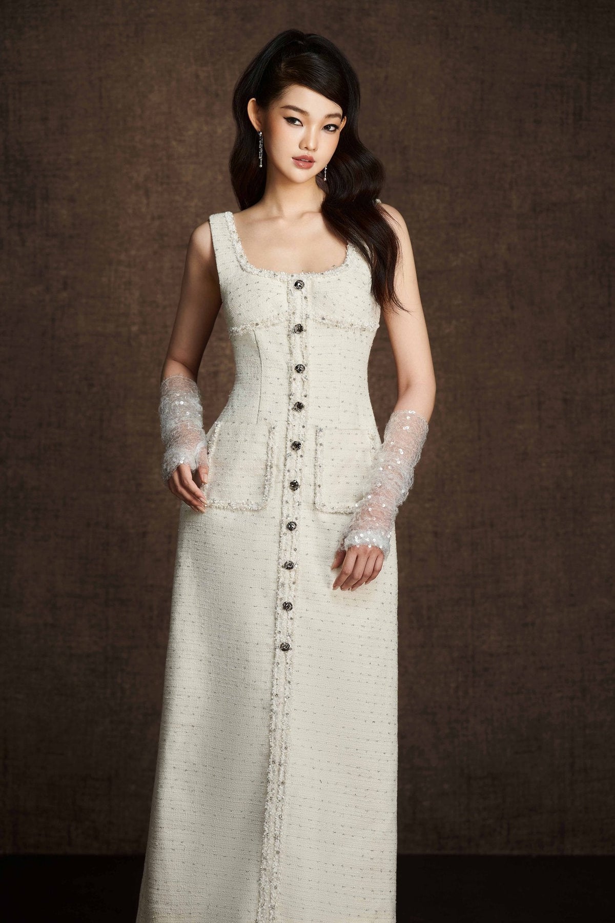 White Embroidered Midi Dress by Keira Tong