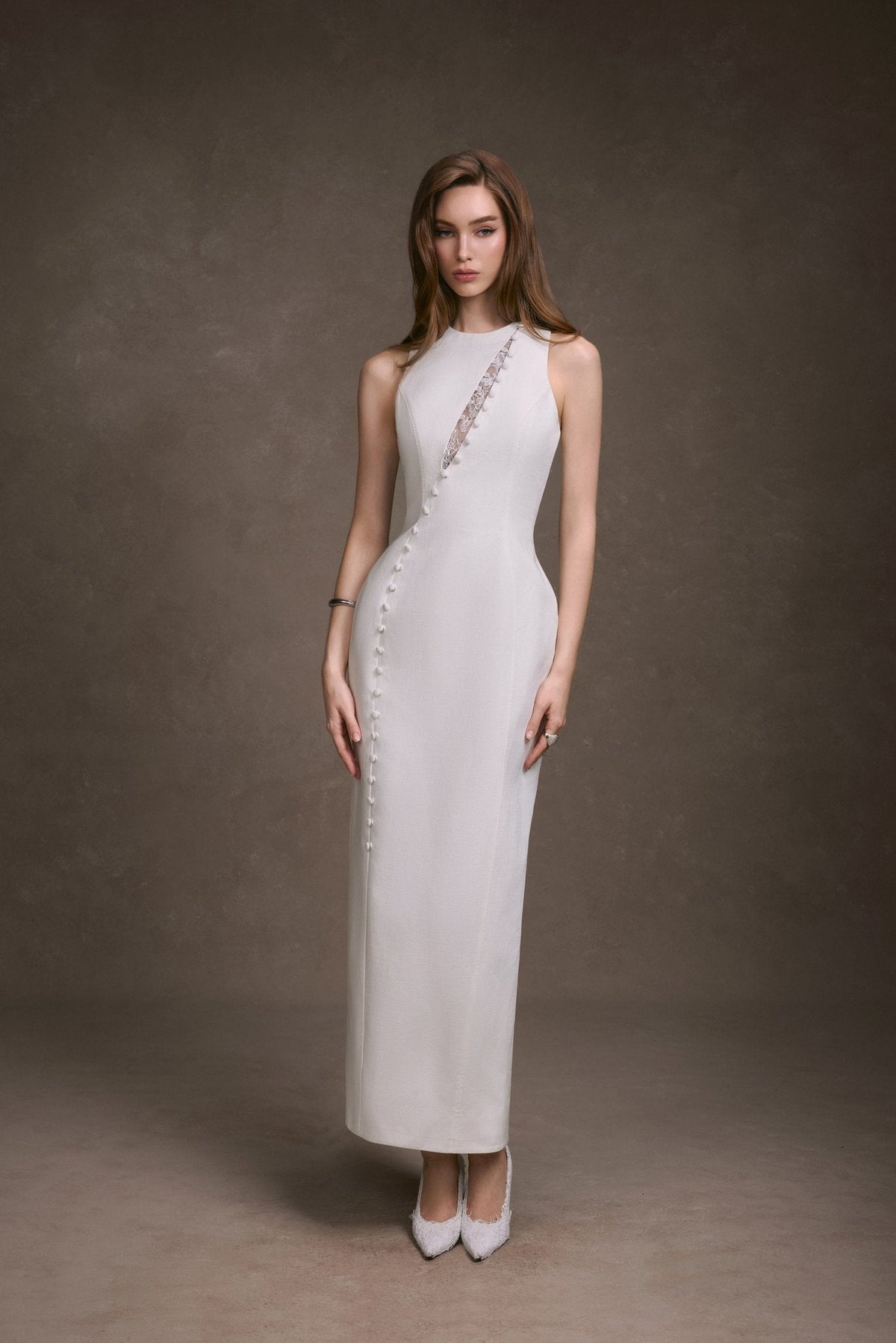 Lace Peek Maxi Dress by Keira Tong