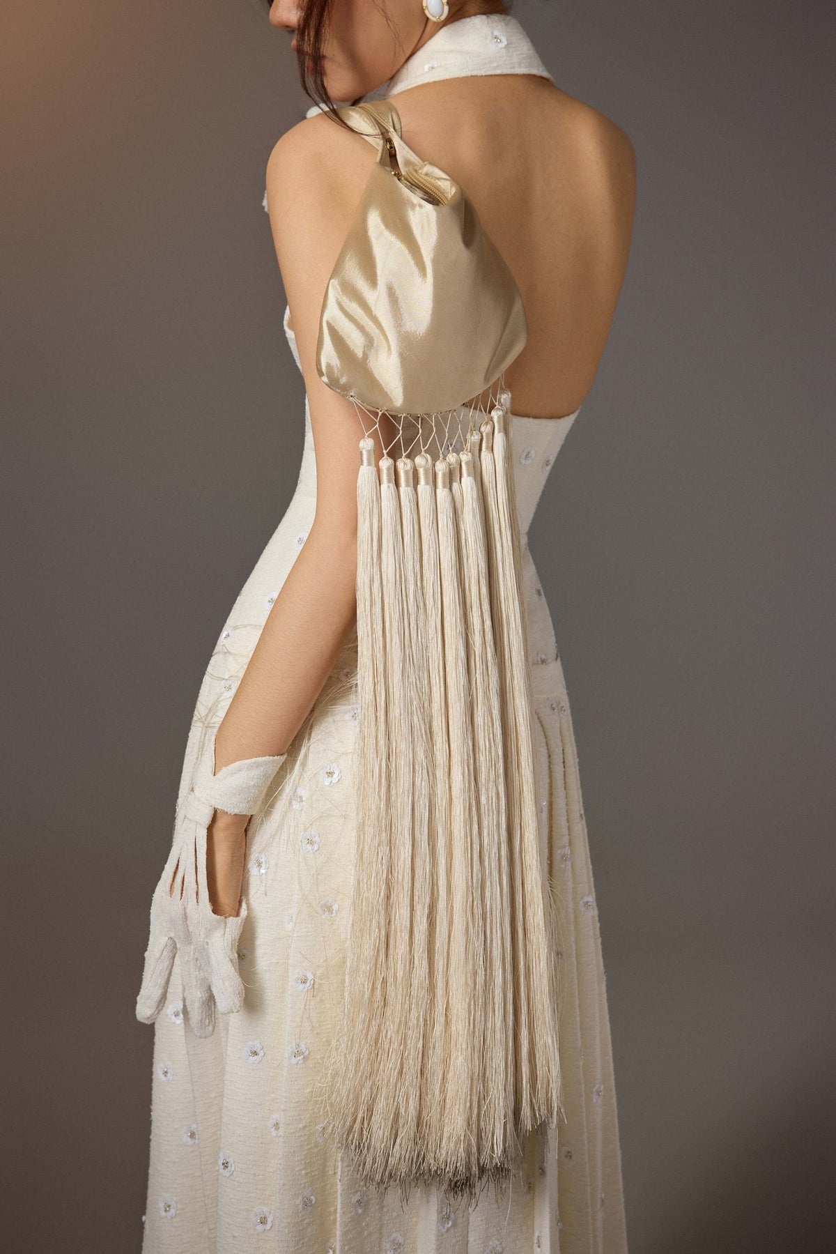 White Kodemari Bow Dress by Keira Tong