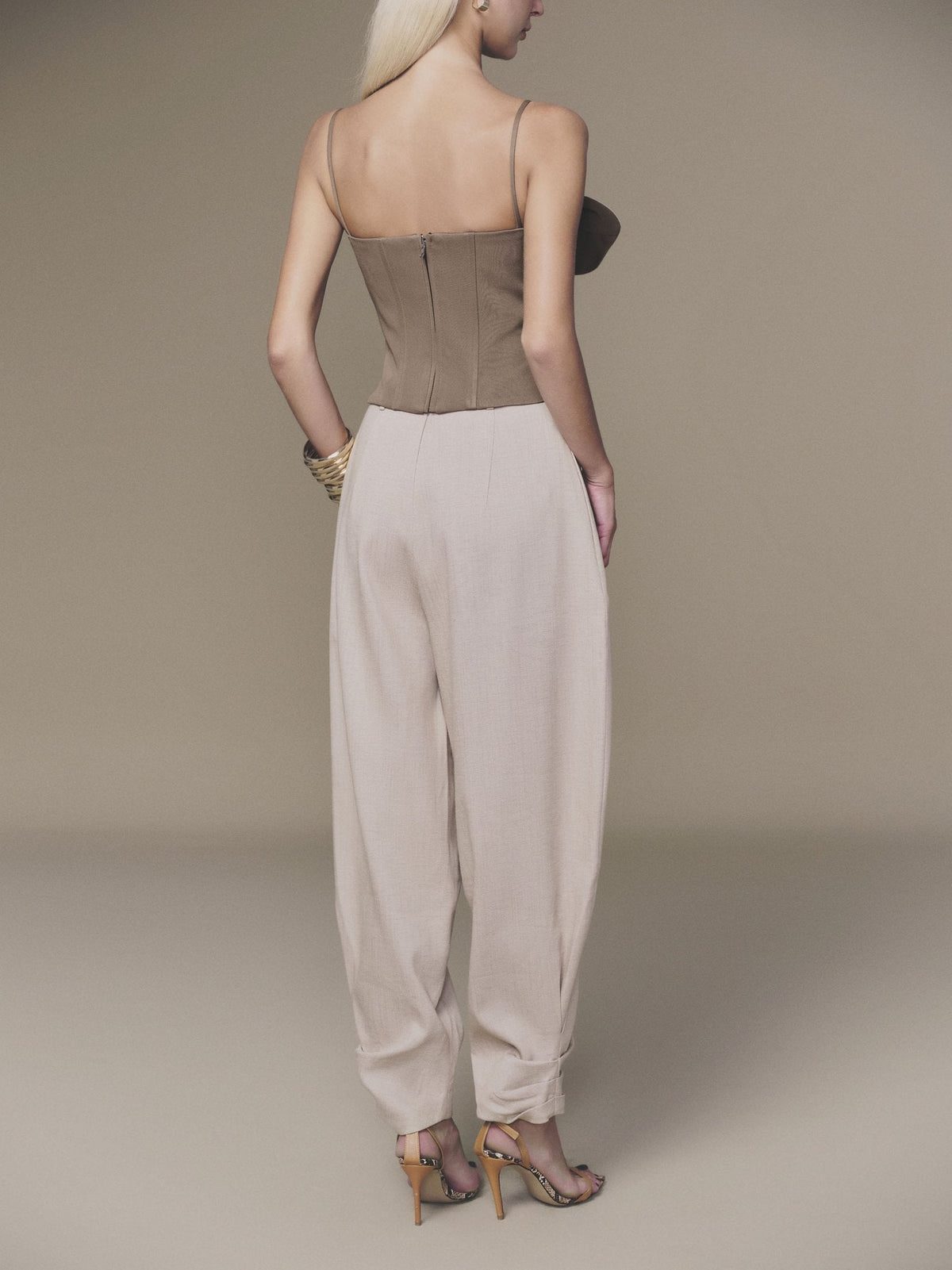 Brown Petal Bustier Top by Keira Tong