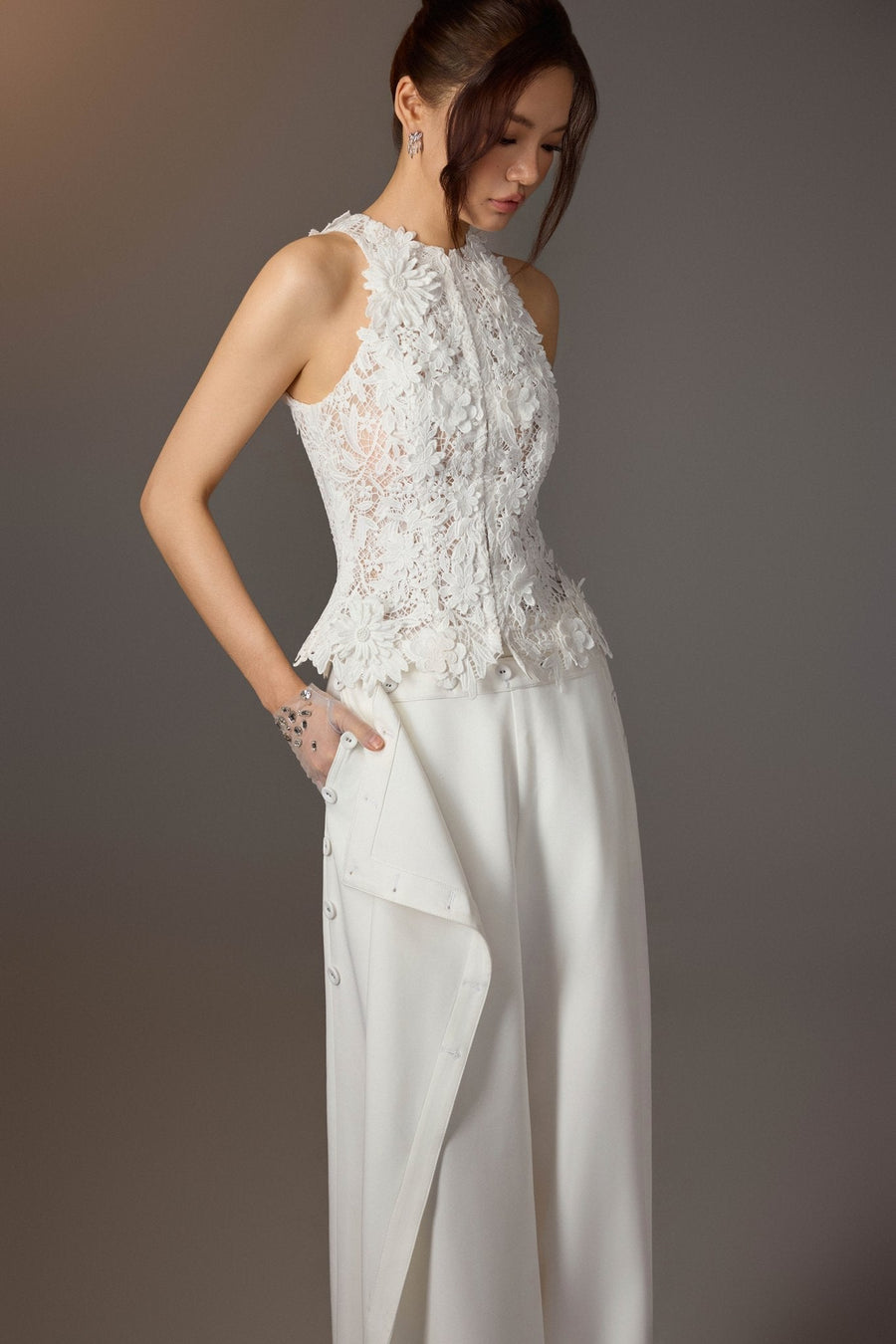 White Floral Lace Top