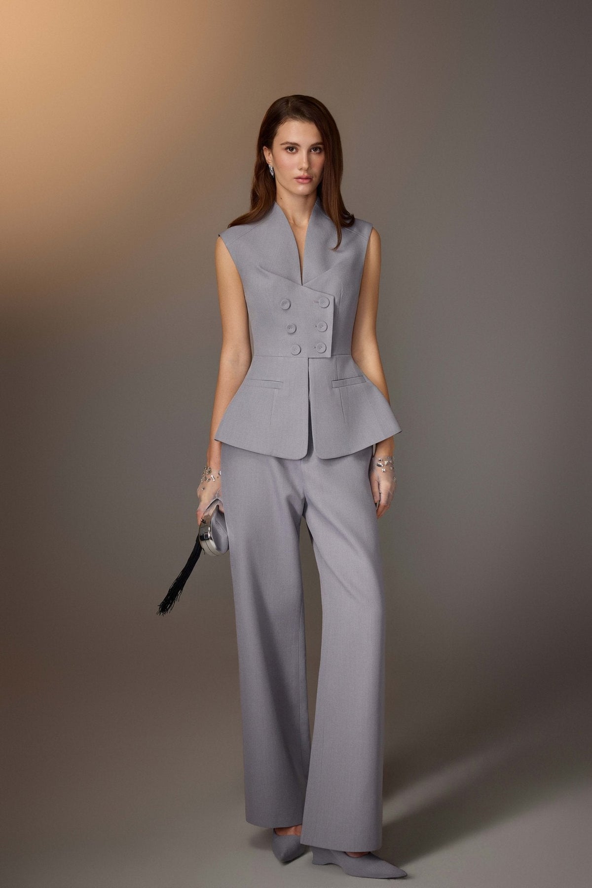 Grey Fitted Minimal Pants by Keira Tong