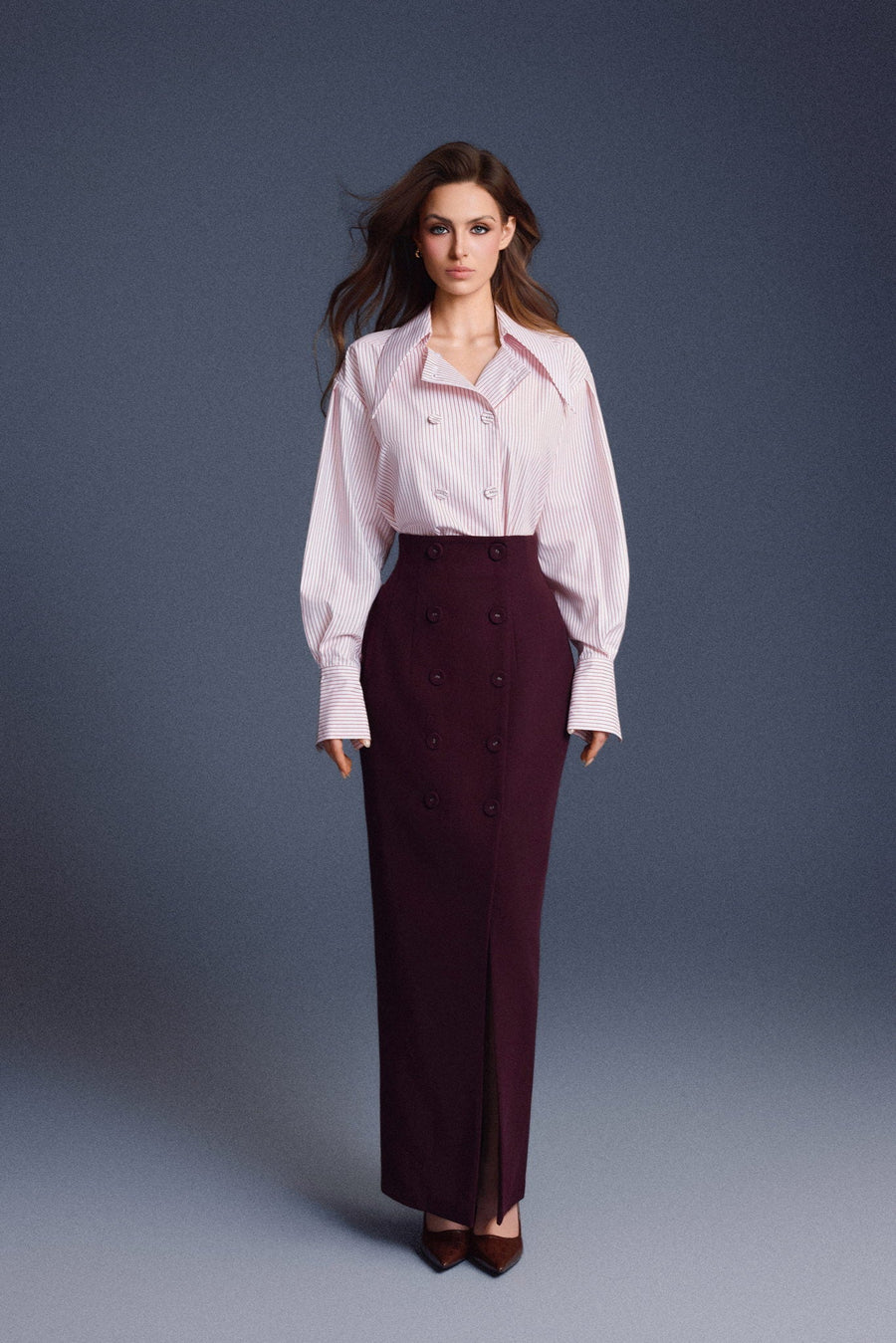 Buttons Sculpted Skirt