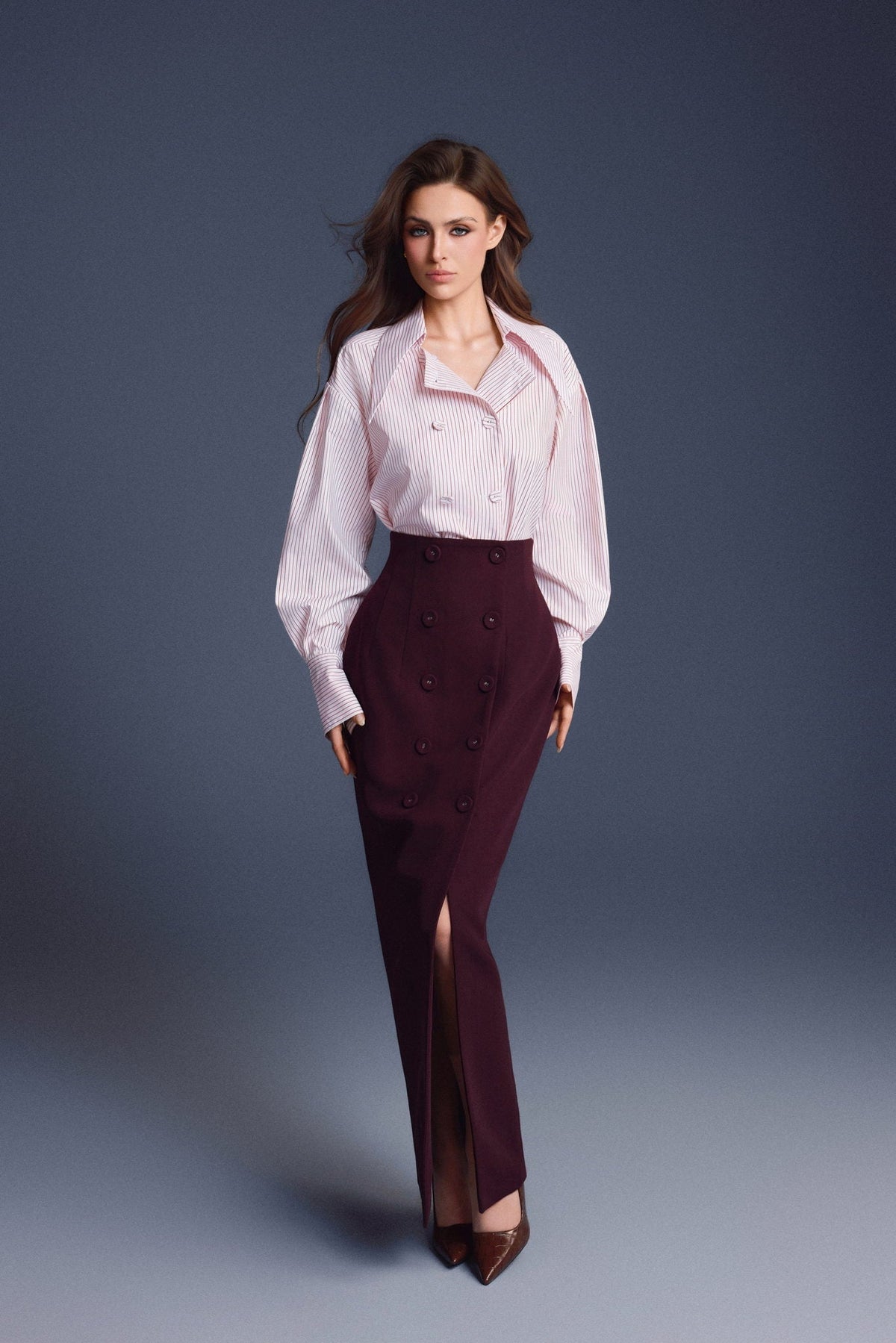 Buttons Sculpted Skirt by Keira Tong