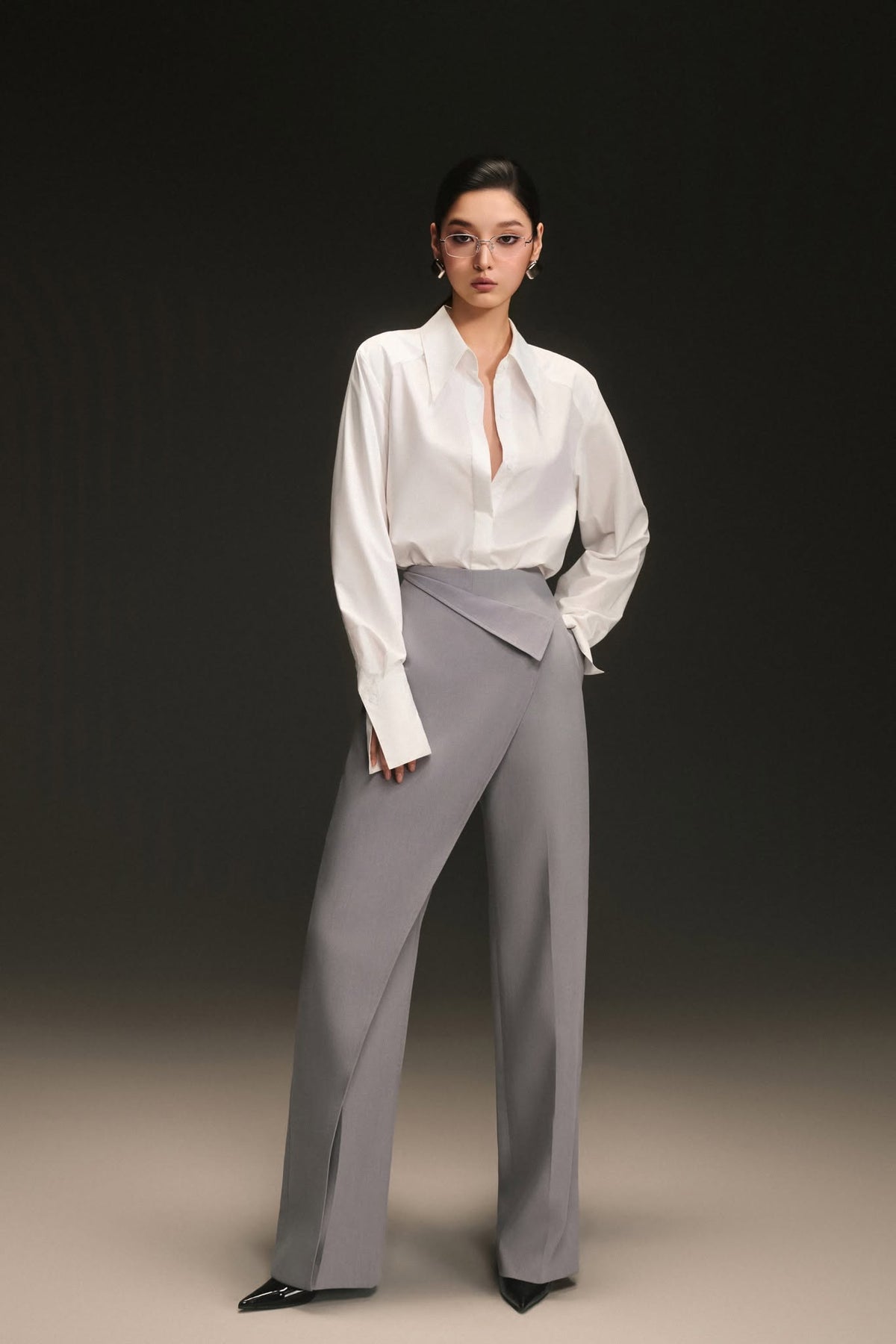 Grey Crossfold Trouser by Keira Tong