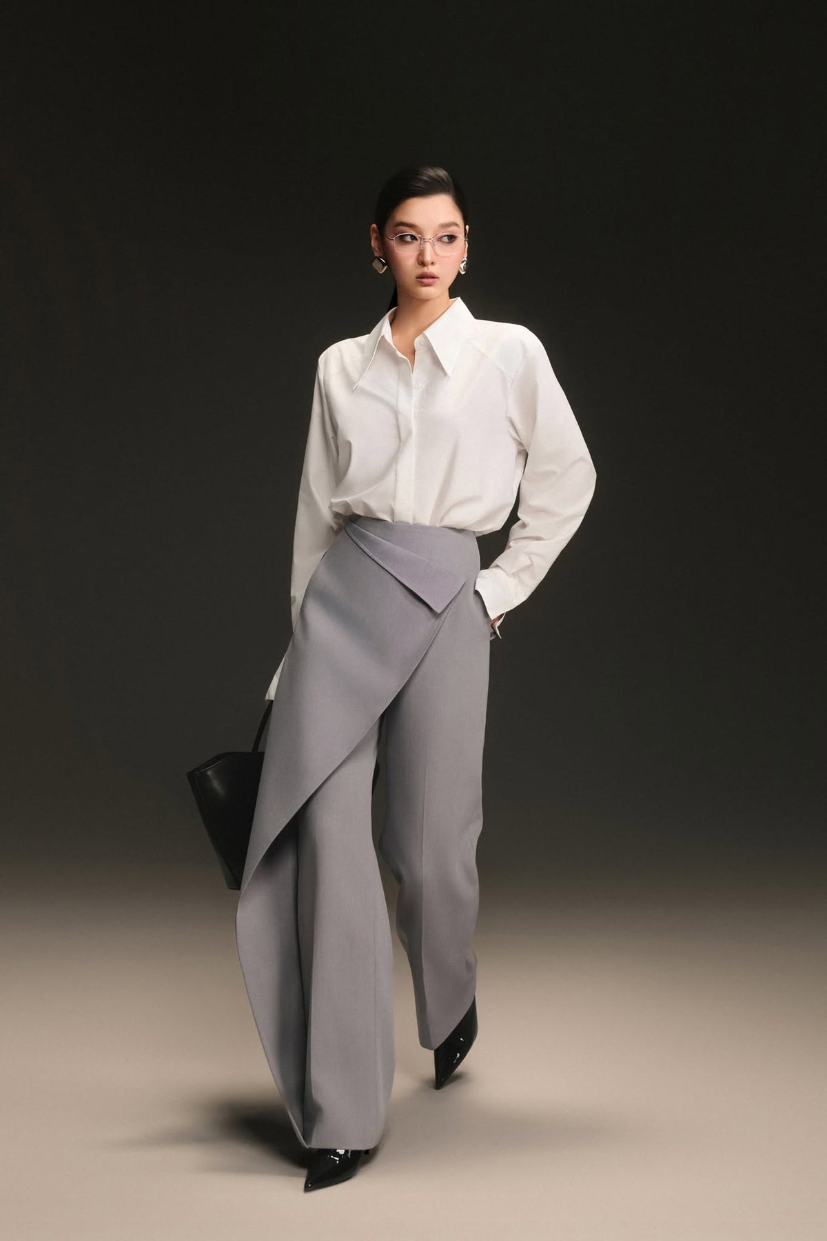 Grey Crossfold Trouser by Keira Tong
