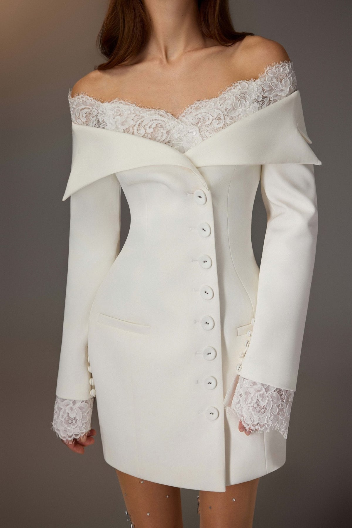 White Lace Trimmed Dress by Keira Tong