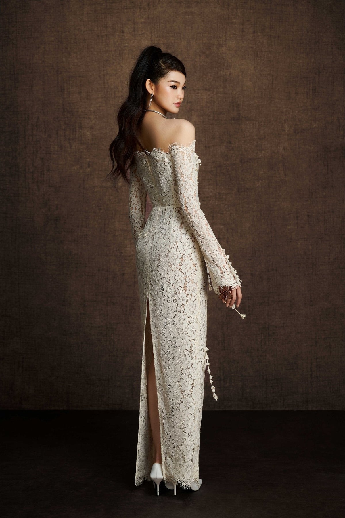 White Embroidered Vine Dress by Keira Tong