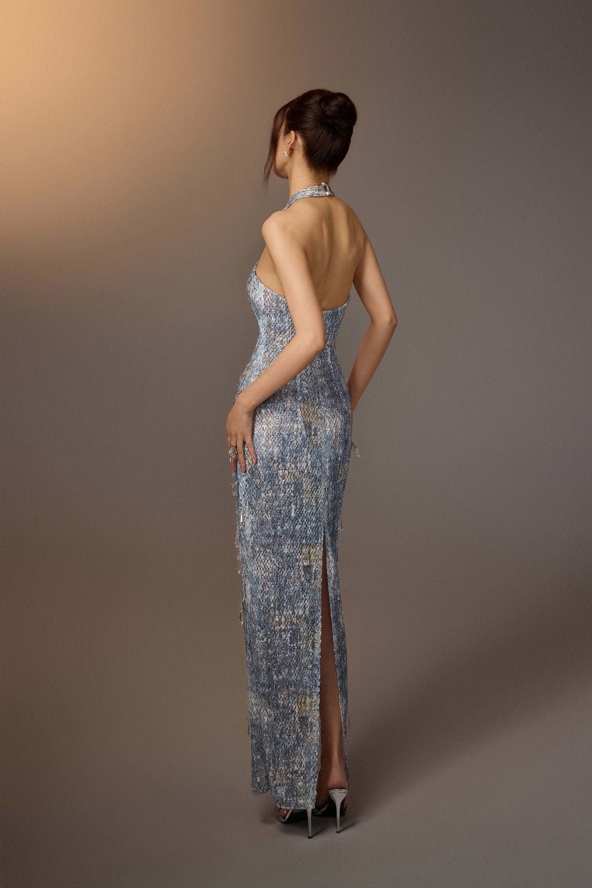 Blue Sea-crystal Maxi Dress by Keira Tong