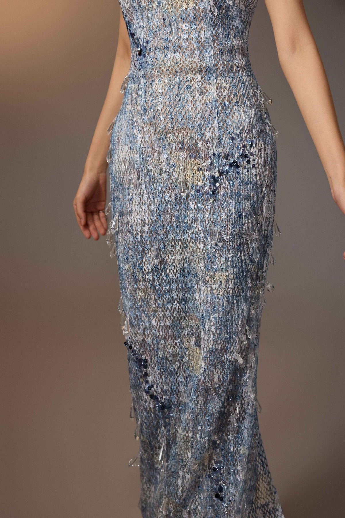Blue Sea-crystal Maxi Dress by Keira Tong