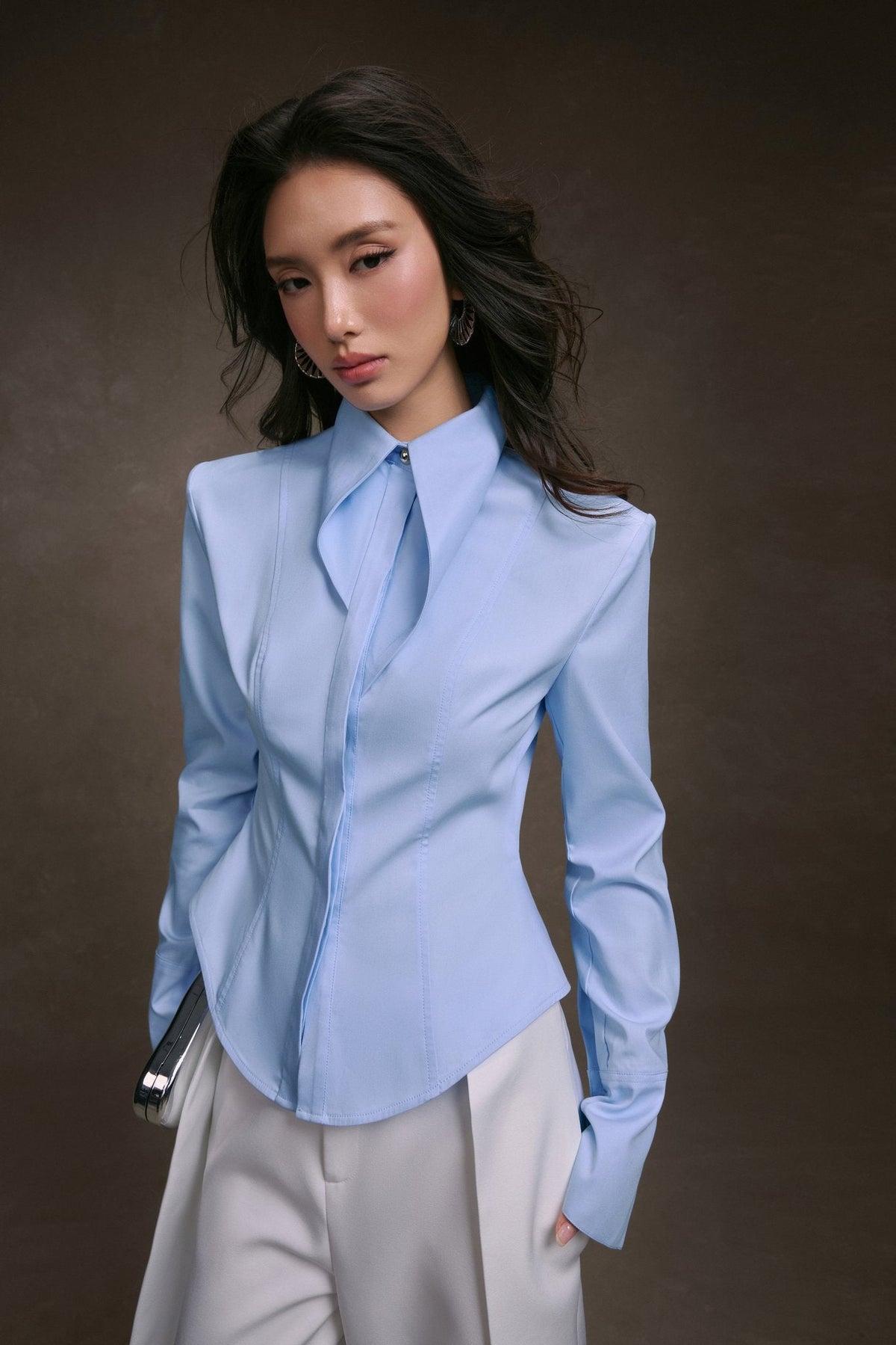 Stripe Cupped Collar Shirt by Keira Tong