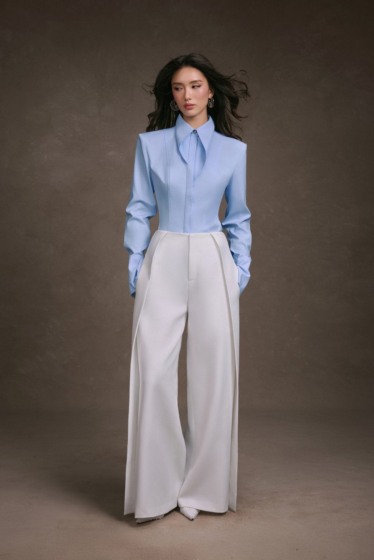 Stripe Cupped Collar Shirt by Keira Tong