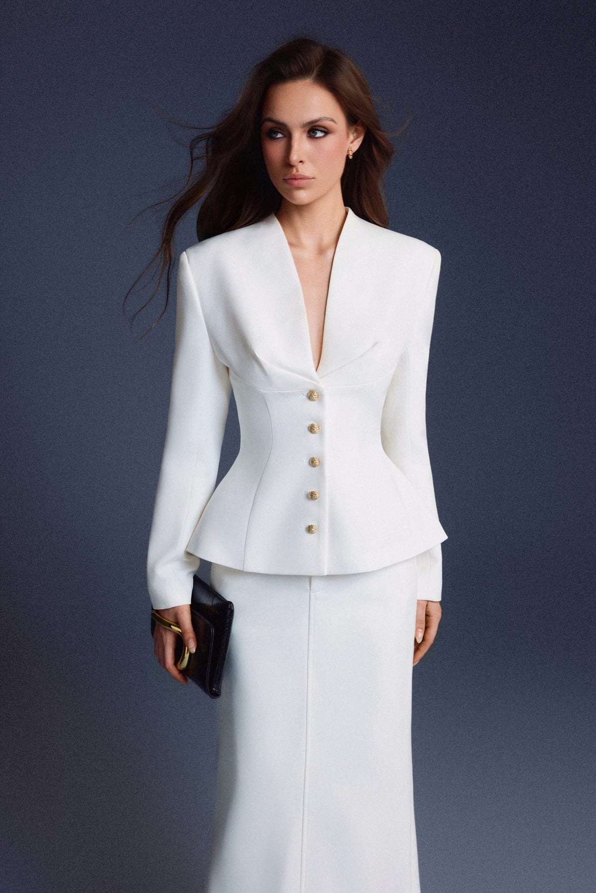 White Folded Buttons Top by Keira Tong