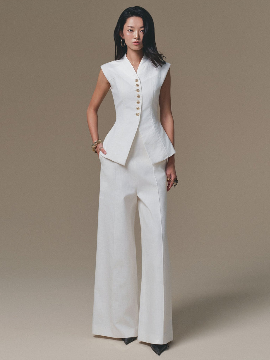 White Peplum Waistcoat