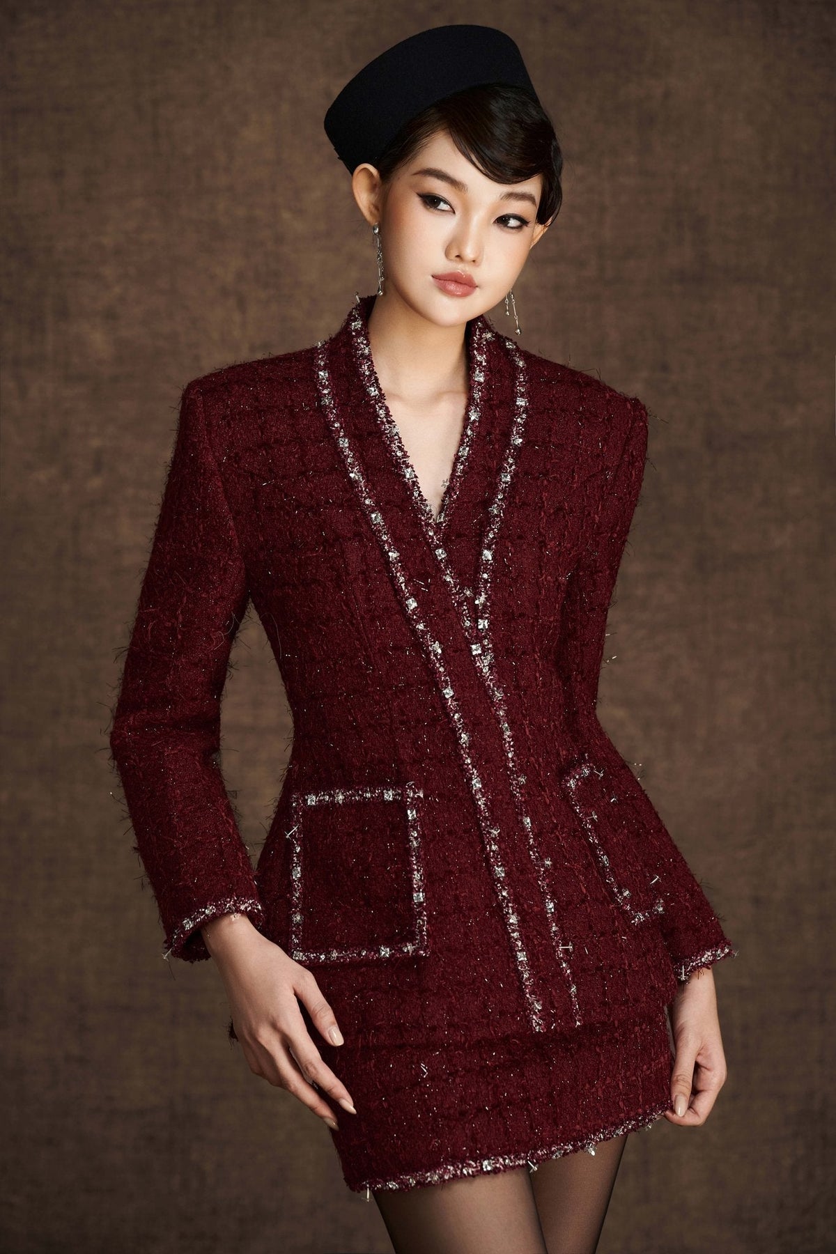 Red Embroidered Skirt by Keira Tong